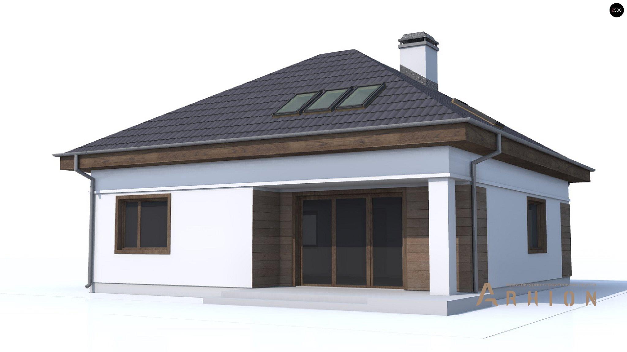 13. Проект одноэтажного дома в современном стиле с четырехскатной, Z64 a, площадью - 170 кв c мансардой